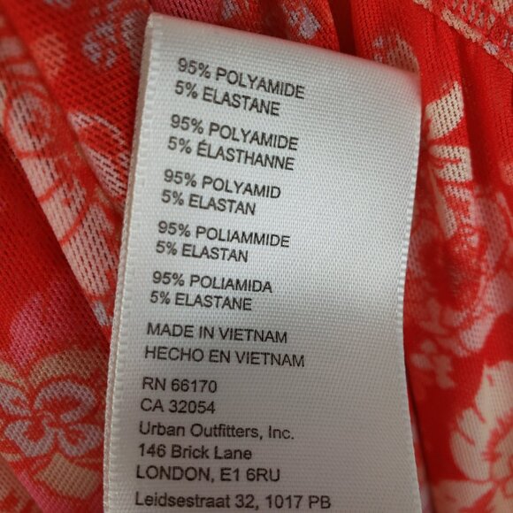 Free People Up For Anything Top Red Mesh Floral Smocked Statement Sleeve Size M - Picture 9 of 10